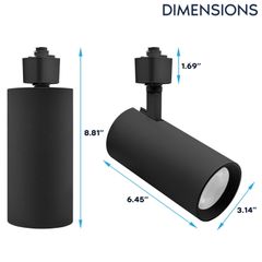 Luxrite 3" LED Track Light, 5CCT, 30W 2300LM 358° + 90° Tilt Dimmable Black 12PK - Image 2