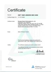 GB/T 19001-2008/ISO9001:2008 certificate from Shanghai Eternal Faith Industry Co., Ltd.