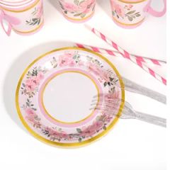 Disposable Party Paper Plate Napkins Tableware Dinnerware Set - Image 6