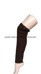 Brown Acrylic Legwarmer with Poms - Image 1