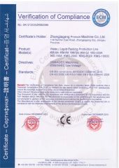 CE certificate of Zhangjiagang Kpro Machine Co. Ltd – certificate photo, supplier certificates section