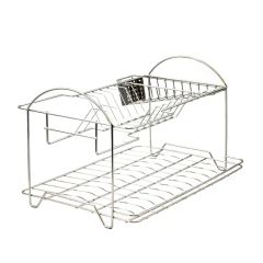 Kitchen Accessories Gray Dish Rack Stainless Steel Drainer Plates Storage Kitchen Rack - Image 1