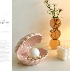 Large Vintage Ceramic Table Lamp Shell/Oyster with Pearl MOQ 1 Set Power 16-20W Style Modern Origin China Type Foldable Power Source - Image 2