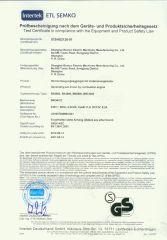 GS certificate of Taizhou Bronco Mechanical and Electrical Technology Co., Ltd. – certificate photo, supplier certificates section