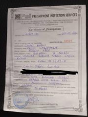 CERTIFICATE OF FUMIGATION certificate from CENTS COFFEE LTD