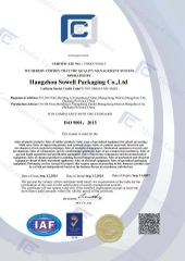 ISO9001 certificate of Hangzhou Sowell Packaging Co., Ltd – certificate photo, supplier certificates section