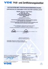 VDE certificate from NINGBO XINLAIYA ELECTRONIC TECH. CO., LTD.