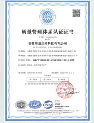 ISO 9001 certificate from TONIKER SPORT LLC