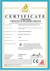 ATTESTATION CERTIFICATE of MACHINERY DIRECTIVE certificate from Define Machinery Corp.