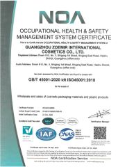 ISO45001 certificate from Guangzhou Zoemir International Cosmetics Co., Ltd