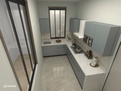 L Shaped Modular Kitchen Material HDHMR Appearance German Kitchen Design - Image 2