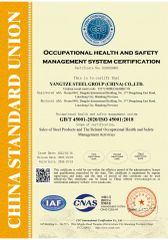 GB/T 45001-2020/ISO 45001:2018 certificate of Yangtze Steel Group (China) Co., Ltd. – certificate photo, supplier certificates section