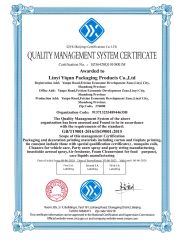 ISO9001 certificate from Linyi Yiqun Packaging Products Co., Ltd.