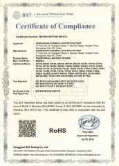 ROHS certificate from ZHONGSHAN AOSIMAN LIGHTING CO., LIMITED