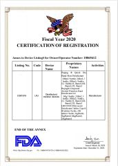 FDA certificate from Shandong Lircon Medical Technology Co., Ltd.
