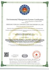 Occupational Health & Safety Management System Certificate certificate from Zhejiang Yongan Construction Machinery Co., Ltd