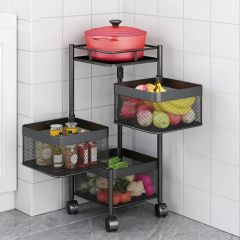 Multi-Layer Rotatable Storage Cart Vegetable Shelf Kitchen Rotating Storage Rack - Image 2