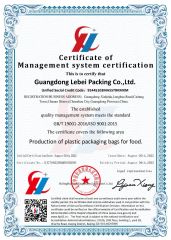 ISO certificate from Guangdong Lebei Packaging Co., Ltd.