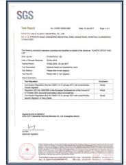 SGS CEIRTIFIATE of OUR SPOUT RAW MATERIALS. Nov 11,2018 certificate from Wenzhou Aifite Paper & Plastic Packaging Co., Ltd.