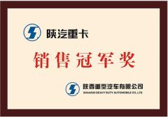 Shacman Sales Champion Award certificate from Shandong Tiaochecar Information Technology Co., Ltd.