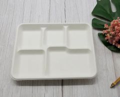 Hot Sale Rectangle 5-Compartment Plates Sugarcane Bagasse Food Tray - Image 6