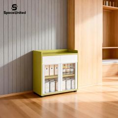 Spaceunited Modern Workstation Tempered Glass Door File Storage Metal Filing Cabinet - Image 5