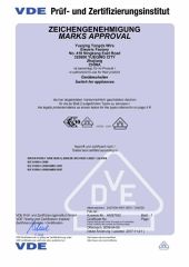 VDE certificate from YUEQING TONGDA WIRE ELECTRIC FACTORY