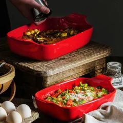 Wholesale Lasagna Pan Tray Food Ceramic Baking Dishes Rectangular Bakeware with Handles - Image 4