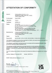 UKCA certificate from Wenzhou Huishang Electric Co. Ltd.
