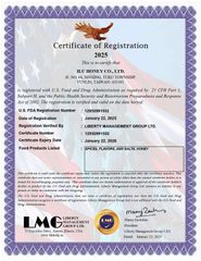 FDA certificate from ILU HONEY CO.,LTD