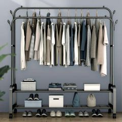 Double Rod Clothing Display Rack Stands Garment Racks Metal Coat Hat Hanging Storage Racks - Image 2