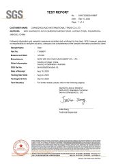 SGS TEST REPORT certificate from Changzhou Kadi International Trade Co., Ltd.