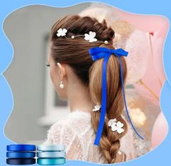 Custom Solid Color Gift Packing Polyester Satin Ribbon 2 Inch Sage Blue - Image 3