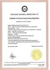 Product Energy Saving Registration certificate from Jiangsu Huafilter Hydraulic Industry Co., Ltd.
