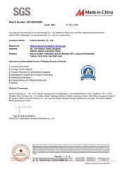 SGS Certificate certificate from AURORA INDUSTRY CO., LTD.