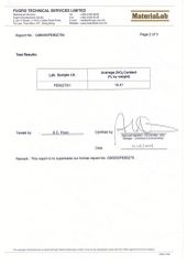 ZrO2 content test report of AR glassfiber roving 02 certificate from Shenzhen Xiangu High-Tech. Co., Ltd.
