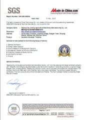 SGS certificate from Deyang City Jinxing Agricultural Machinery Manufacturing Co., Ltd.