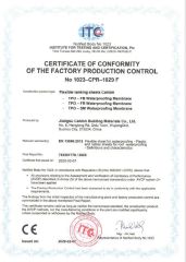 TPO certificate from Jiangsu Canlon Building Materials Co., Ltd.