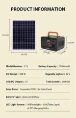 Solar Power System 300W Portable Inverter with Car Jump Starter Function - Image 2
