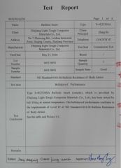 Test Report certificate from Zhejiang Light-Tough Composite Materials Co., Ltd.