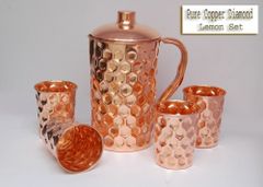 Copper Jug & Glass Set Texture Smooth Edges Design Intricate Designing Crafting Quality Beautifully - Image 1