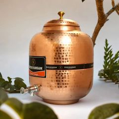 12L Pure Copper Water Dispenser Set 8 L Height 30 Cm 18 L Height 35 Cm 12 L Height 32 Cm 8 L Diameter 20 Cm Color Shiny - Suryavansam Industries