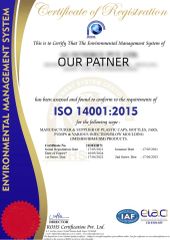 ISO 14001:2015 certificate from Ningbo KUNA Co., Ltd.