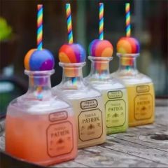 375ml Unbreakable Plastic Tequila Bottle Cup with Straw and Cap - Yiwu Youjing Import and Export Co., Ltd