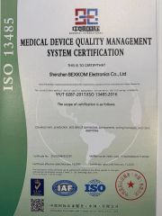 ISO13485 certificate of Shenzhen BEXKOM Electronics Co., Ltd. – certificate photo, supplier certificates section