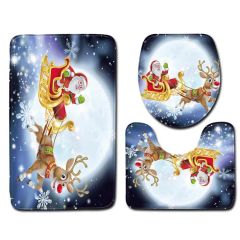 Christmas Bath Rug Set 3 Pieces Bathroom Mats Set Origin China Design Kilim Thickness 4cm Technics Printed Feature - Image 5