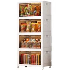 Folding Moveable Clothes Quilt Household Transparent Plastic Storage Cabinet - Image 4