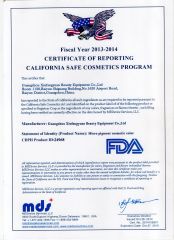 FDA certificate from Guangzhou Xiufangyuan Beauty Equipment Co., Ltd.