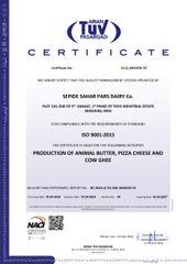 ISO 9001 certificate from Sepide Sahar Pars