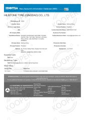 DOT certificate from HILISTONE TYRE (QINGDAO) CO., LTD